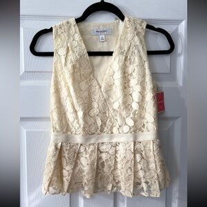 NWT Isaac Mizrahi Cute Dressy Ivory Cream Top w/ Side Zip Sz XS